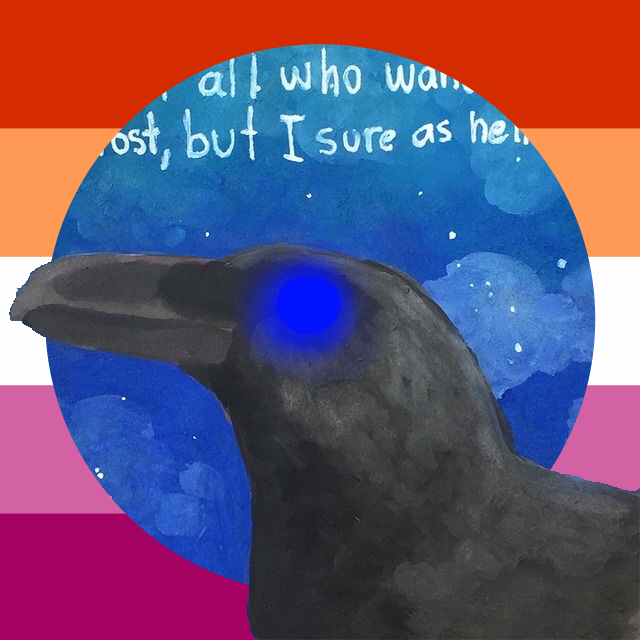 Bird head with lesbian flag background
